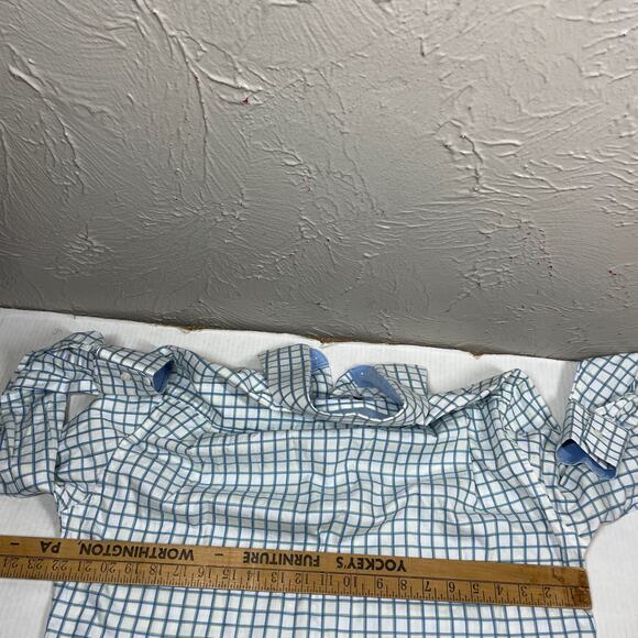 Johnston & Murphy White Long Sleeve Button Up Tailored Fit Check Shirt Mens Sz M - Picture 5 of 5